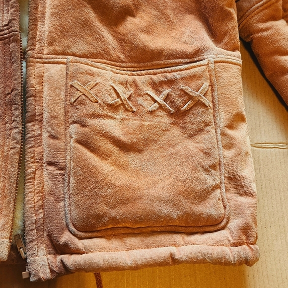 Vintage Synergy Suede Genuine Leather Womens Coat - Picture 7 of 16